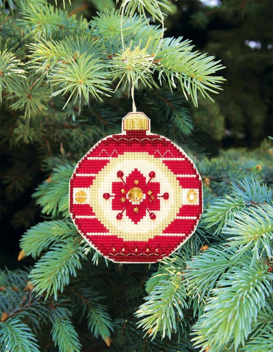 CHRISTMAS BALL TOY Cross Stitch Kit on plastic canvas by CRYSTAL ART