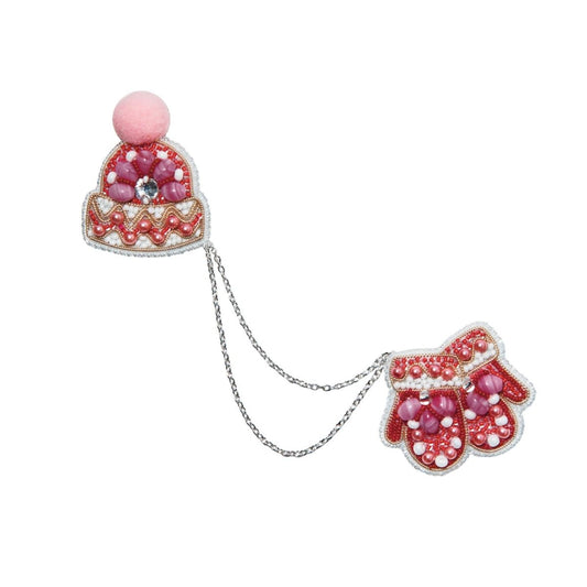 Beadwork kit for creating brochо Crystal Art Hat and mitten