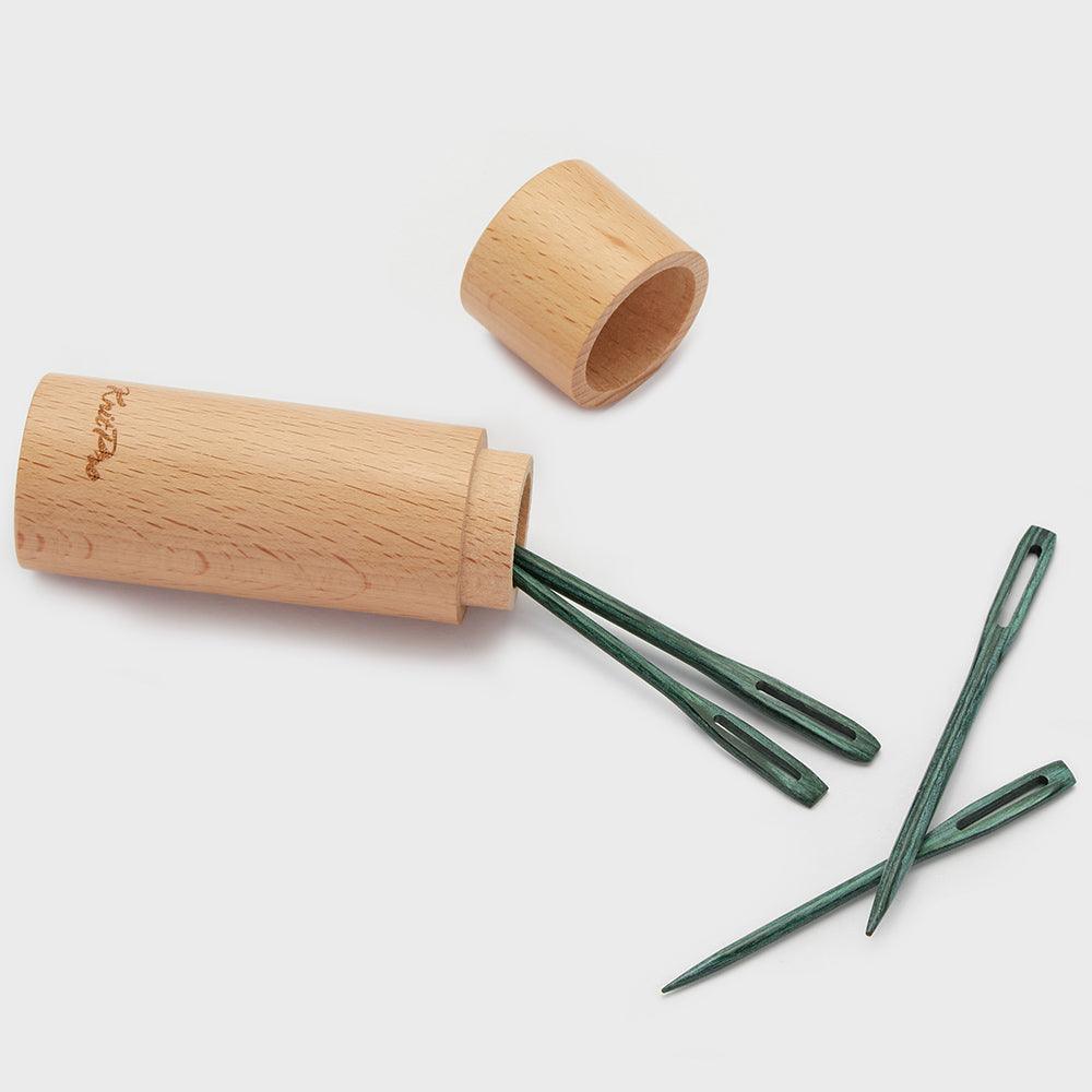 KnitPro Teal Darning Needles Set with Beech Wood Container