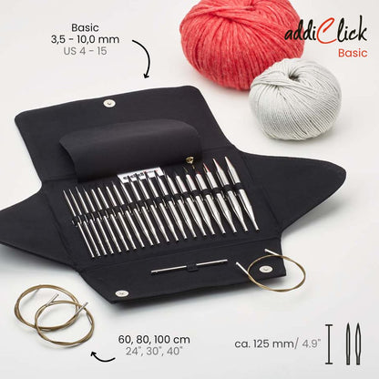 addi Click Interchangeable Base Needle Set Case, Long tips 3.5-10mm (650-2)