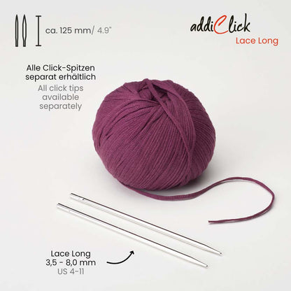 addiClick Lace Long Laces - Precision Tips for Fine Knitting Projects