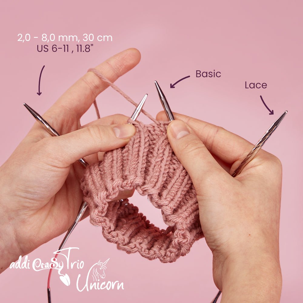 addiCraSyTrio Unicorn Long - 30 cm Elegant Sock & Hat Knitting Needles