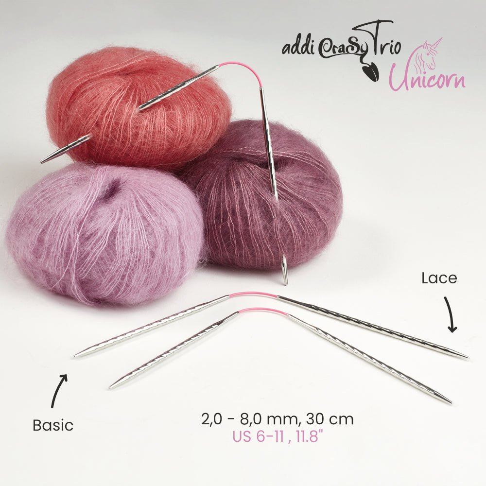 addiCraSyTrio Unicorn Long - 30 cm Elegant Sock & Hat Knitting Needles