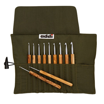 addiWrap Olive Wood Crochet Hook Case - Empty Roll-Up Organizer