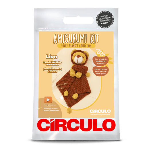 Circulo Amigurumi Crochet Kit - Lovey Blanket - All Included, Easy Instructions - Crochet Set for Intermediate - Animal Crochet Kit, Premium Amigurumi Yarn for Crocheting - Lion - Leo Hobby