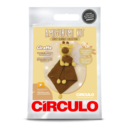 Circulo Amigurumi Crochet Kit - Lovey Blanket - All Included, Easy Instructions - Crochet Set for Intermediate - Animal Crochet Kit, Premium Amigurumi Yarn for Crocheting - Giraffe - Leo Hobby Marketplace