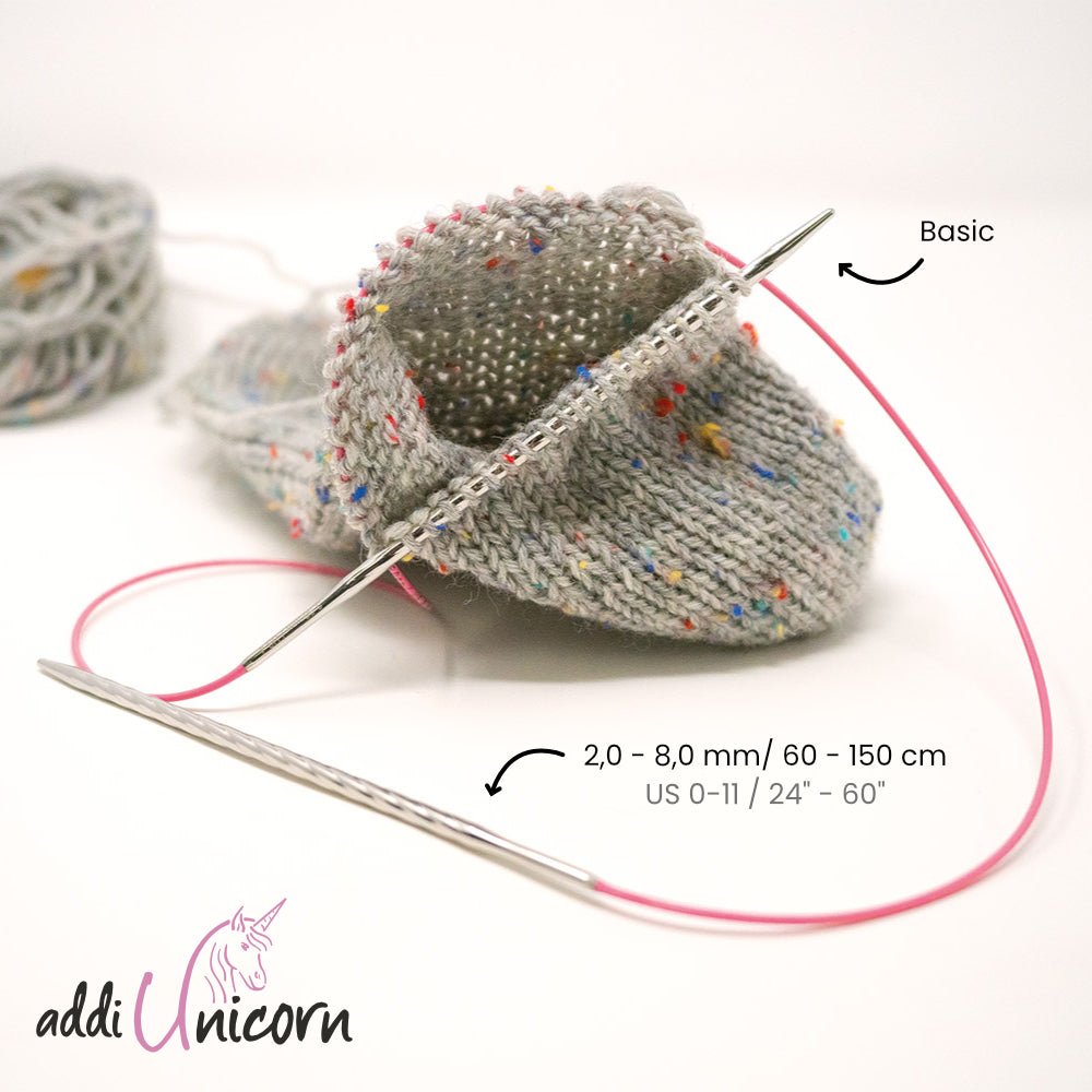 Unicorn Addi Circular Knitting Needles – Brass Tips with Pink Cable
