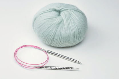 Unicorn Addi Circular Knitting Needles – Brass Tips with Pink Cable